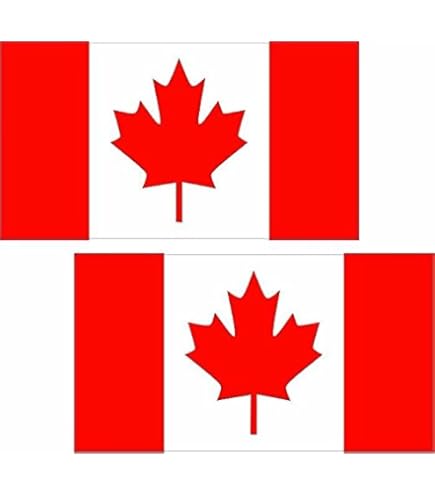Pegatina Vinilo Bandera De Canadá 4" - Para Auto, Ventana O Parachoques, Color Rojo Brillante