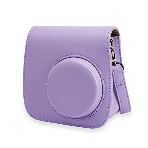 Alohallo Camera Case PU Leather Carring Bag for Fujifilm Instax Mini 9 Instant Camera, and for Fujifilm Instax Mini 8 Instant Film Camera with Shoulder Strap - Purple A