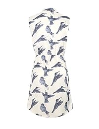 Vestido abotonado de cuello liso para mujer de LaVieLente con colibrí artístico y patrón de marco de fotos