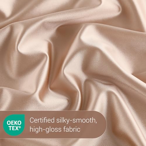 Marchpower Cooling Pillow Case, Arc-chill 2 Pack Q-Max 0.5 Cool Pillowcases for Hot Sleepers, Silk Pillowcase Breathable & Anti-Static Hair Care, Stain Pillow Cover with Zipper - 50X75cm, Champagne
