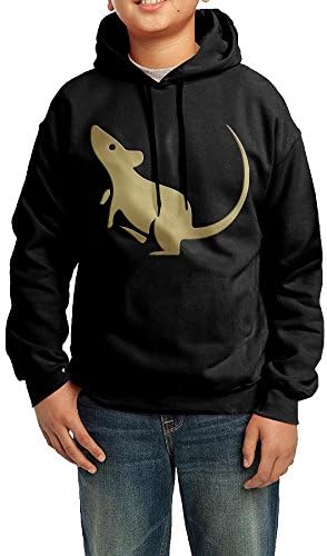 Chinese Zodiac Golden Animals Mouse Youth Pullover Hood Fleece Crew Sweatshirt SweatshirtMedium