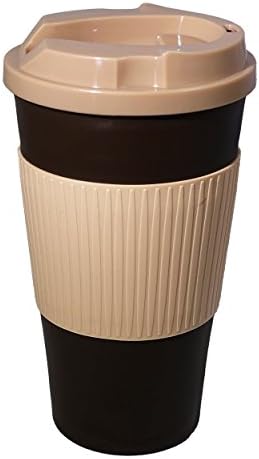 Ruumi Rev-Air Ergonomic, Nose-Accommodating Travel Mug, 16 oz, Cocoa/Tan