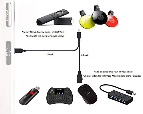 AuviPal 2-in-1 Multifunctional Micro USB Cable (OTG Cable + Power Cable) - Unique Design - Black - Thumbnail 2