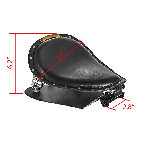 Senkauto Motorcycle 3" Leather Rivet Solo Seat Spring Mounting Brackets Kit For Harley Sportster XL 883 1200 48 Dyna Bobber Chopper (Black) - Thumbnail 3