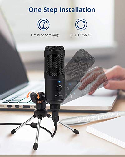 USB Microphone, Piy Painting Cardioid Recording Microphone, 192kHz/24bit Condenser Mic Compatible with PC Laptop Mac Windows, Plug&Play Computer Microphone for Podcasting, Gaming, Streaming-D08