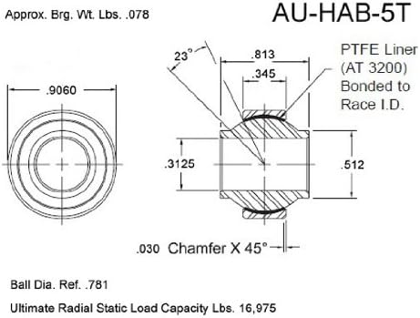 Aurora Bearing Company HAB-5T; B=.312 - D=.906 - W=.813 - H=.345