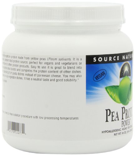 Source Naturals Pea Protein Power Plant-Based Protein Powder - Easy To Digest, Bioavailable, Non-Dairy, Vegan, Non-GMO, Gluten Free, Sugar Free, Unflavored - 16oz