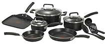 T-fal C530SC Signature Nonstick Expert Thermo-Spot Heat Indicator Dishwasher Safe Cookware Set, 12-Piece, Black