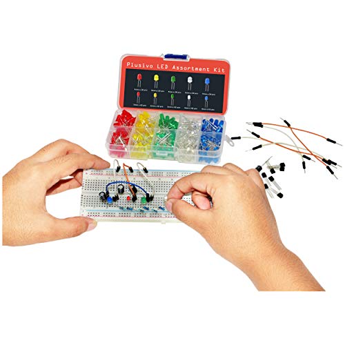 3mm and 5mm Diffused LED Light Emitting Diode Assortment Kit - Pack of Assorted Color Diffused LEDs (310pcs) and Resistors - Red, Yellow, Green, Blue and White LED Indicator Lights from Plusivo - Thumbnail 7