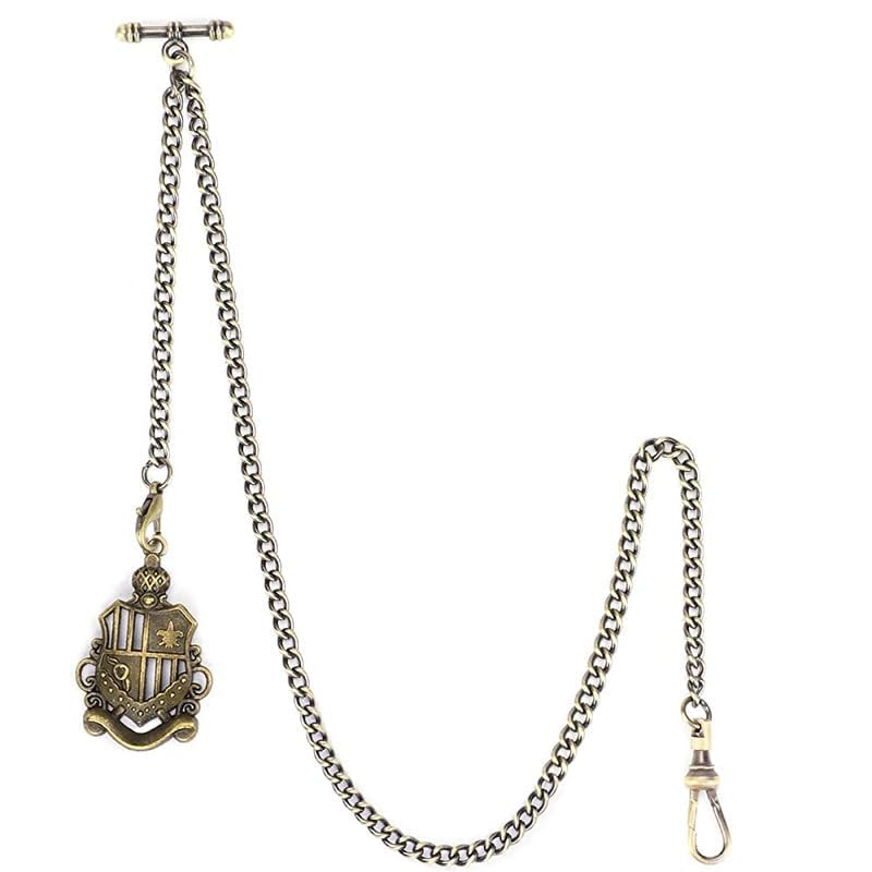 SIBOSUN Pocket Watch with Albert Chain, T Bar & Lobster Clasps, Curb Link Chain, 2 Hooks, Antique Life Tree Pendant Design Charm Fob