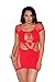 Glitter Women's Plus Seamless Cap Sleeve Mini Dress with Shredded Panels, Red, One Size/Queen