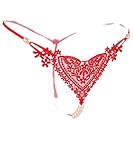 Ru Sweet Women's Open Crotch Lingerie Panty with Imitation Pearl Thong