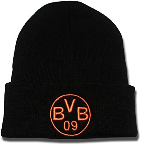 JRICK Borussia Dortmund BVB 09 Logo Beanie Fashion Unisex Embroidery Beanies Skullies Knitted Hats Skull Caps - Black/Orange