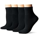 Dr. Scholl's Women's Flat Knit Relaxed Fit Ankle Value 4 Pack Sock, Black, 4-10
