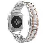 For Apple Watch Band,DDLBiz 38mm Stainless Steel Strap Wrist Band Replacement w/ Metal Clasp for Apple Watch All Models 38mm (Rose Gold )