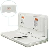 ECR4Kids Wall-Mounted Baby Changing Station, Horizontal Fold-Down Diaper Change Table with Safety Straps for Commercial Bathrooms, ADA and ANSI Compliant, Free Replacement Straps, White Granite