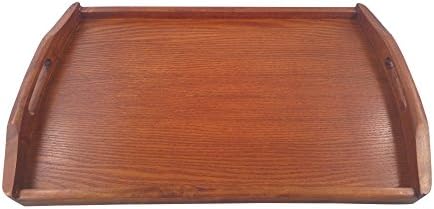 Wood Ottoman Tray with Handles | Serve Fruit, Coffee, Cocktails, Food | Great for Ottoman, Kitchen Table, or Breakfast in Bed | Brown | 12” x 19.5"