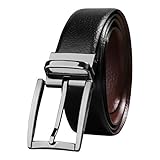 Savile Row Men's Milled Leather Fashion Belt with Reversible Buckle (Size 36)
