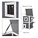 Lovupet 2 Story Wooden Outdoor/Indoor Cat Shelter House Condo with Escape Door 6012-0508 (Grey)