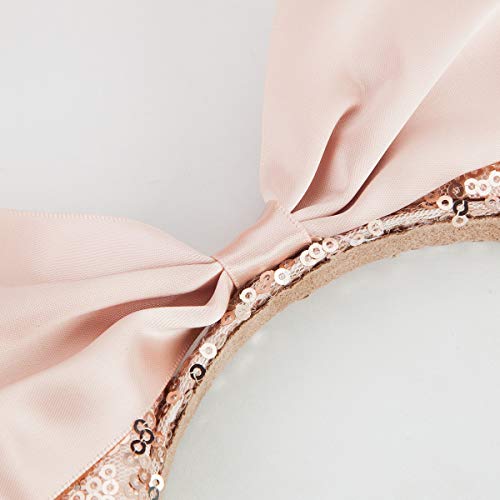 Cosplay Costume Mouse Ears Headband,Calar Sequin Mice Ears Headband Glitter Bow Headband for Boys and Girls Birthday Party Mom Baby Hairs Accessories Girl Headwear (Champagne)