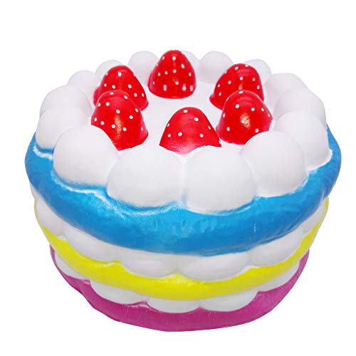 Squeeze Toys, Mochi Squishy Toy Kawaii Oversized Strawberry Cake Model, Slow Rebound Decompression Venting Toy Stress Relief Toys Hop Props Kneading Sensory Toys Gift for Kids Adults (Multicolor) - Thumbnail 2