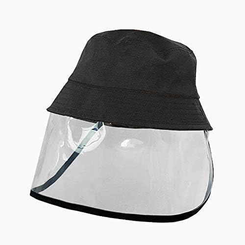 Kids Safety Face Shield Fisherman Hat, Full face Protective Kids Bucket Cap Cover Dustproof Outdoor UV Sun Hat, Clear (Black)
