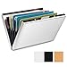 SHIILFID Anti Rfid Blocking Credit Card Holder Stainless Steel Metal Wallet Protector Case Thin Slim for Men/Women Silver