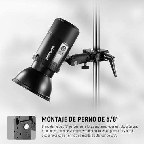 Neewer - Paquete de 2 súper Abrazaderas con Tornillo de 5/8 Pulgadas, Bloqueo de Resorte, Agarre de mandíbula de 2.4 Pulgadas, Abrazadera de Poste de Cangrejo Resistente para Superficie Plana de Tubo