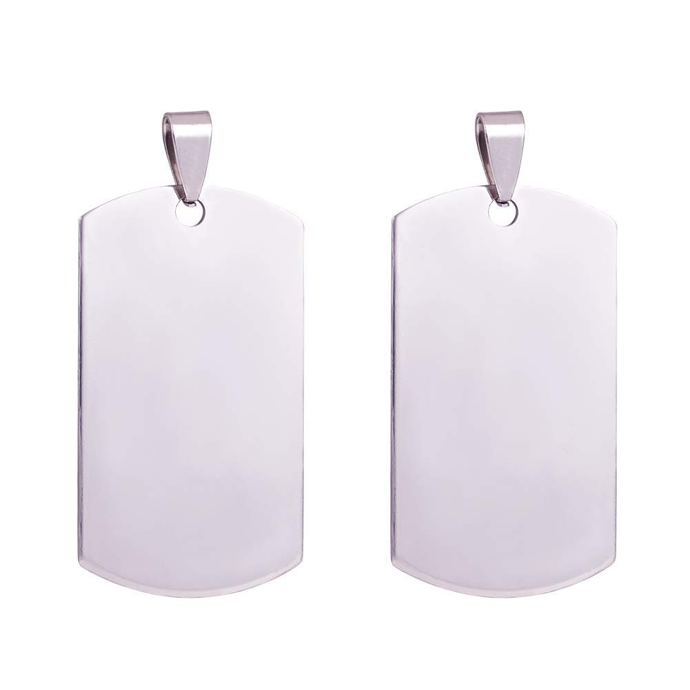 BENECREAT 20PCS 1.6x1 Inch Stainless Steel Stamping Blanks Dog Tag Pendants with Snaps for Jewelry Making, Pet ID Name Tags Handicrafts (1mm Thick)