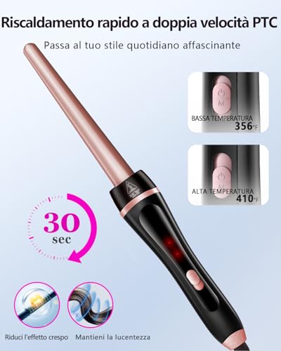 5 in 1 Curling Iron with Thermal Brush and Interchangeable Ceramic Barrels (0.35"-1.25") Set of Curling Iron with Plate, Instant Heating Dual Voltage Gifts for Women