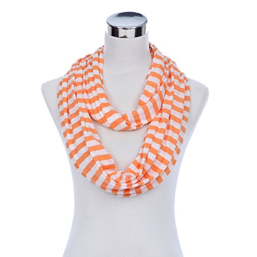 Soft Striped Infinity Loop Jersey Scarf, Orange