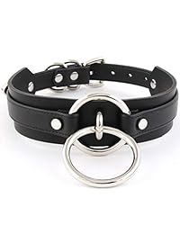 Gargantilla de cuero sintético para mujer hecha a mano con doble anillo., aleación, Sun-118