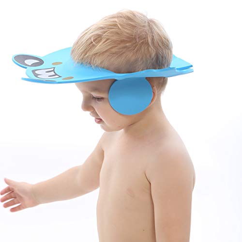 Baby Shampoo Shower Bathing Cap, Adjustable Shower Cap Kids, Infants Soft Protection Funny Safety Visor Cap for Toddler Children (Blue+Yellow) - Thumbnail 6