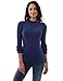 PattyBoutik Women Mock Neck Long Sleeve Military Style Sweater. (Blue Medium)