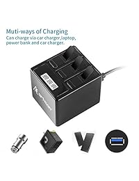 Baterías de repuesto Artman GoPro Hero 5 6 7 1500 mAh (3 unidades) y cargador USB LED de 3 canales con puerto tipo C para GoPro Hero 7 Black, Hero 5, Hero 6 Black, Hero 2018 (totalmente compatible con el original)