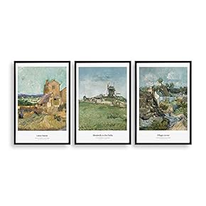 3 Piece Framed Canvas Wall Art The Harvest by Vincent Van Gogh Canvas Prints Home Artwork Decoration for Living Room,Bedroom - 16"x24"x3 Panels