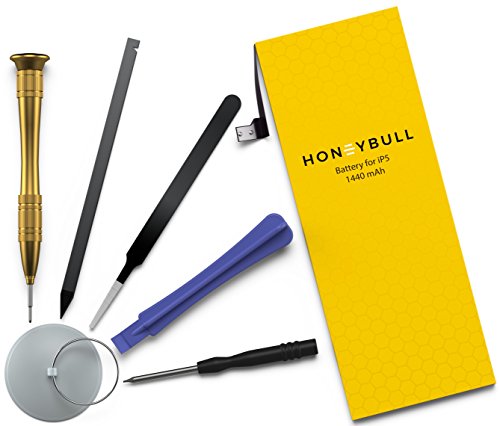 HoneyBull Replacement Battery iP5 [1440 mAh] Repair Kit Tools Included | New Backup Battery Kit Not for ip5s or ip5c