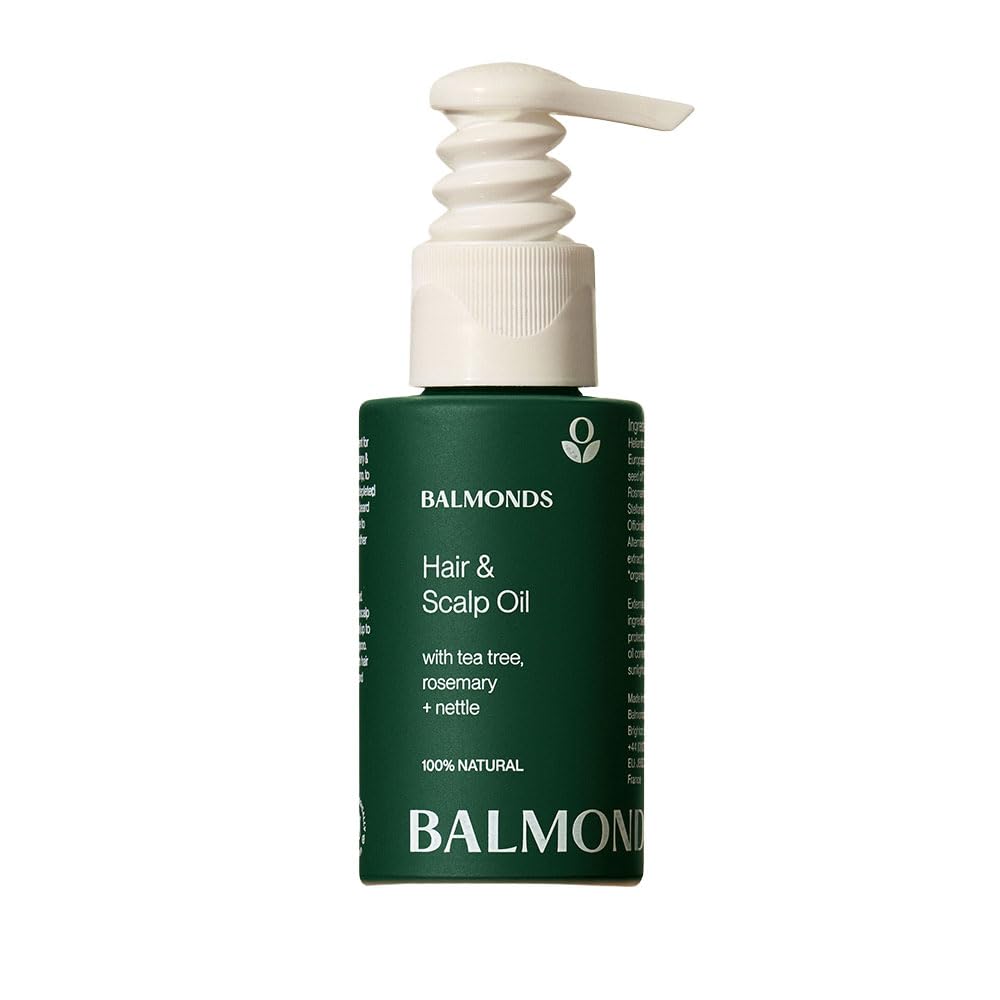 Balmonds Hair, Scalp & Beard Oil 50ml with Rosemary, Hemp & Tea Tree - Natural Conditioning Treatment for Dry, Itchy Scalps - Nourishes & Moisturizes