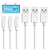 iPhone Cable, Quntis 3Pack 6ft 8 Pin Apple Lightning to USB Charger Cable, Charging and Syncing Data Cord for iPhone 7 7 Plus 6S 6S Plus 6 6 Plus 5S 5 5C SE iPad iPod Nano 7 (White)