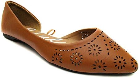 Blue Womens Shaundra Pointy-Toe Open-Side Ballerina Flats Tan Size 8