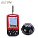 OUTLIFE Fish Finder - Wireless Sonar Sensor and Handheld LCD Display Monitor with Depth / Water Temperature / Fish Size / Location, for Small Boats Ice Lake Sea Night Fishing