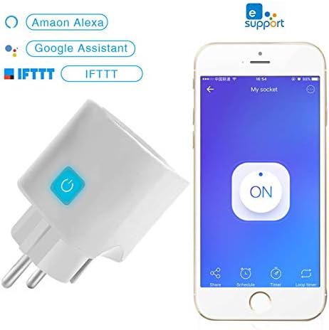 DXSS Eweilian Smart WiFi Socket 16a Alexa Socket Smart Home Socket Enchufe para Control de Voz Amazon EchoGoogle Home Trabaja con Alexa Google Home