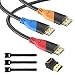 HDMI Cable - 4K High Speed HDMI Color Cord (3 Pack) 6ft Gold Plated Connectors & Velcro Cable Ties, 18Gbps & 4K@60Hz Support Apple TV, HDTV, PS4, Computer, Laptop by HUANUO