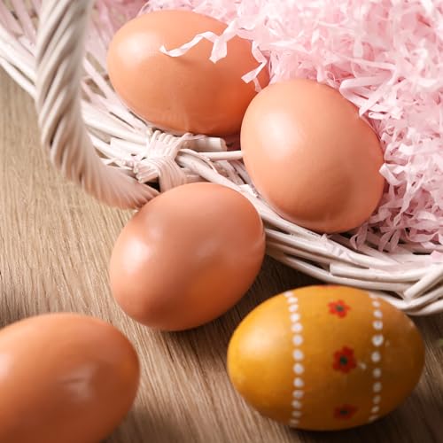LovesTown 8PCS Wooden Fake Eggs, Wooden Chicken Eggs Faux Eggs for Easter Egg Painting Food Pretend Play Hens Lay