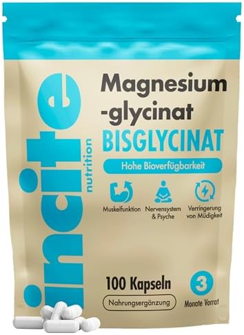 Magnesium glycinat Nahrungsergänzungsmittel – 500 mg – Premium-Qualität – 100 vegane, Magnesium bisglycinat hochdosierte Kapseln Supplements (Tabletten für 3 Monate) mit höchster Bioverfügbarkeit