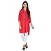 Chichi Women's Indian Plain Cotton Kurti Top, Red, Small