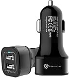 Stalion 2-Port USB Dual Rapid Travel Vehicle Car Charger for iPhone 6 6s 7 Samsung Galaxy S7 S6 Edge Plus Universal Smartphones & Tablets (Jet Black)