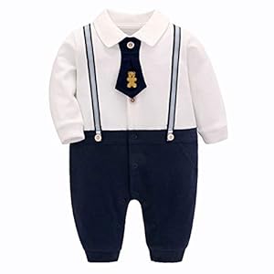 Famuka baby jongen smoking doop bruiloft babykleding pasgeborene romper