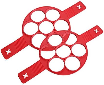 Fantastic Pancake Pan molds, 7 shaped Silicon Molds, Fits Any 12” Pan or 10” Flat Surface, Easy Flip Grips for Safe and Easy Handling (2)