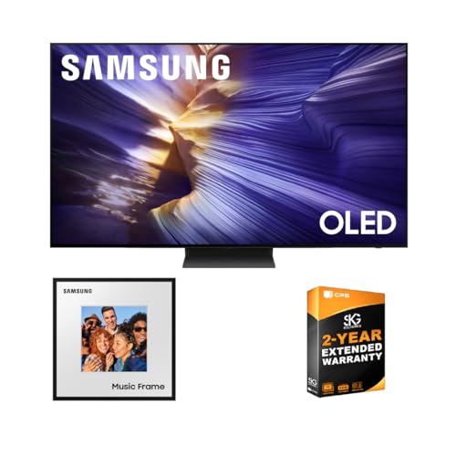 Samsung 65-Inch Class OLED S90F 4K Smart TV Bundle LS60D Music Frame Smart Speaker with Dolby Atmos Audio, Q-Symphony, Customizable Design (2025) + 2 Year Extended Warranty